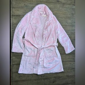 NWT Juicy Couture Luxe Robe L/XL Pink spell out soft Barbie core comfy lounge